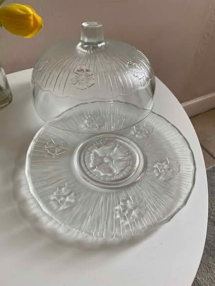 Photo of free Glass cake stand/plate with lid. (Barrow upon Soar LE12) #1