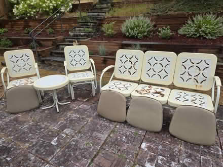 Photo of free Weather worn metal patio glider set (Magnolia) #1