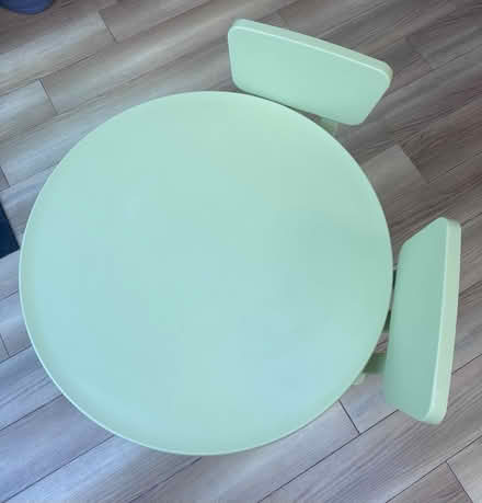 Photo of free IKEA green kids table + 2 chairs (Catford) #1