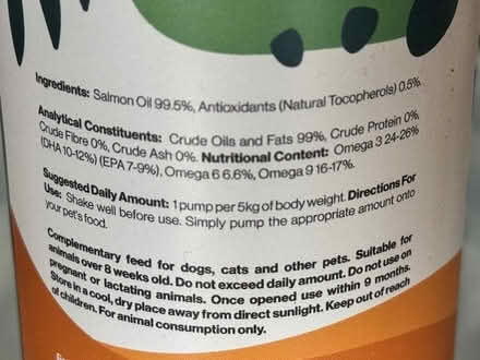 Photo of free Pets salmon oil (Baffins PO3) #3