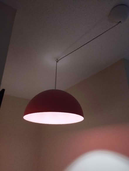 Photo of free Orange Lamp Shade and bulb (Shankill, Dublin 18.) #2
