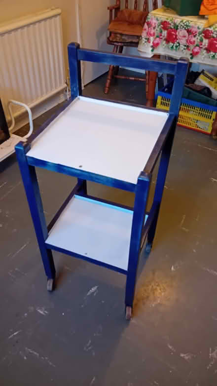 Photo of free Recently repainted tv trolly/ornament stand on wheels (Lower Clapton E9) #1