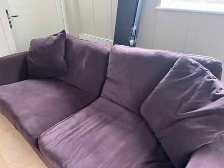 Photo of free Chocolate brown velvet sofa large (Upper Cumberworth HD8) #1