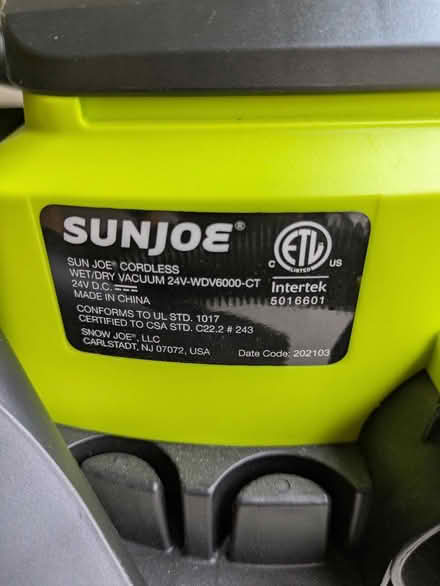 Photo of free SunJoe 5 gal battery "shop vac" (San Jose) #1
