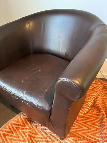 Photo of free Faux Leather Barrel Accent Chair (Shamona Creek - Dorlan Mill) #3