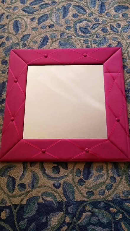 Photo of free Mirror with hot pink padded frame (Somerville, off Cedar St) #1