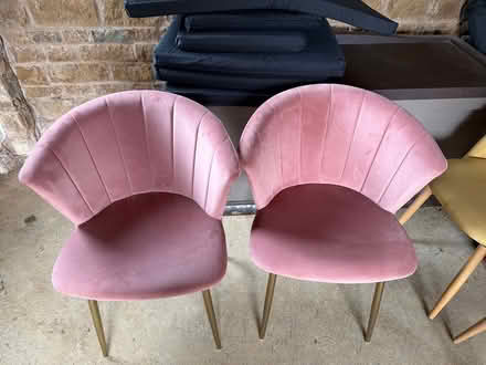 Photo of free Pink velvet dining chairs x 2 (Bloxham OX15) #1