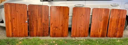 Photo of free Dark wood shelving unit (Great Neck) #2