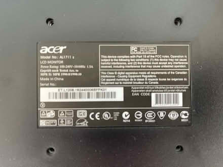 Photo of free Acer AL1711 Monitor (Little Ashley BA15) #3