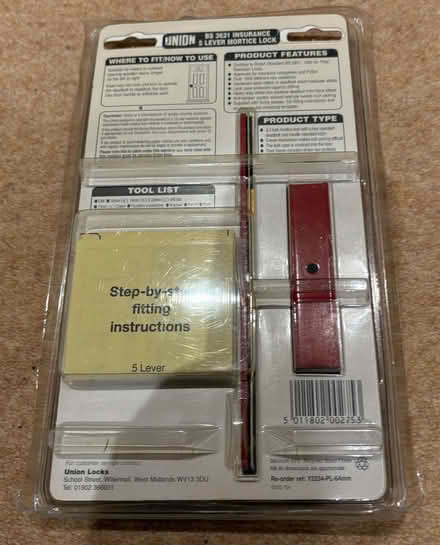 Photo of free Union 5 lever mortice lock, BS3621, old stock unused (Denmead PO7) #2