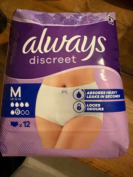 Photo of free 1 pack Medium size 8-14 Always Discreet pants (Lower Walkley S6) #1