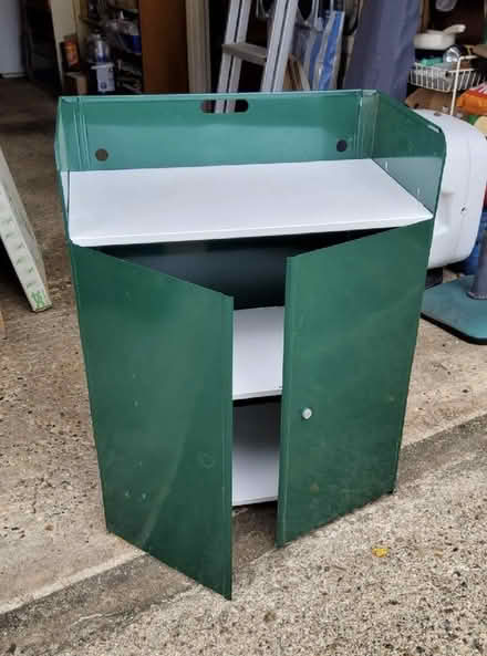 Photo of free Green Metal Storage Cabinet, 3 Shelves, Good Condition (Sheddingdean RH15) #2