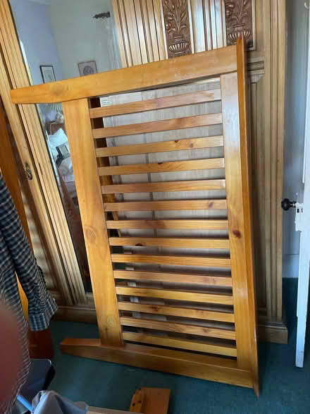 Photo of free Pine double bed frame, with headboard and footboard (Dunblane FK15) #1
