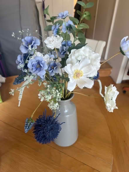 Photo of free Artificial flowers in grey vase (St Margarets TW1) #1
