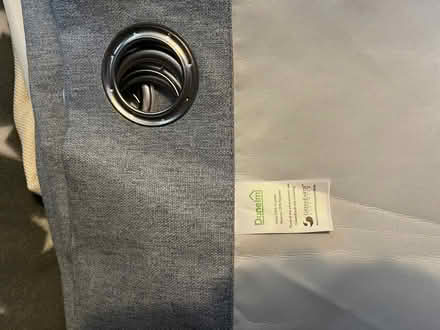 Photo of free Pair of light grey curtains for pole (Woodley RG5) #1