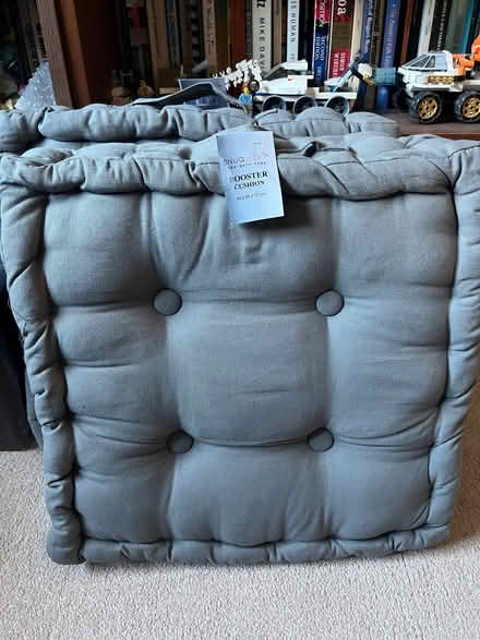 Photo of free 2 grey square booster cushions (Woodley RG5) #1