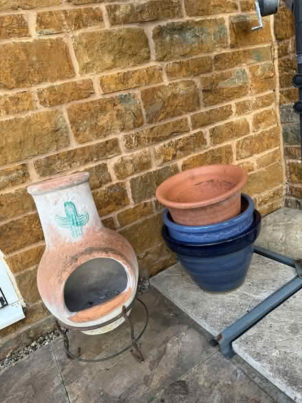 Photo of free 3 x Plant pots & chimenea (Bloxham OX15) #1