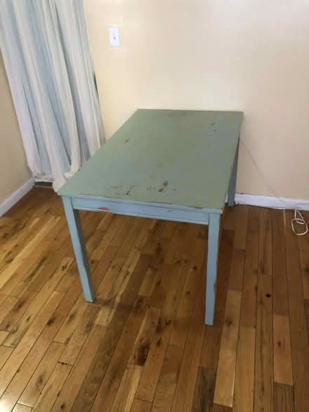 Photo of free solid wood kitchen table, teal (Washington Heights) #1
