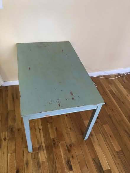 Photo of free solid wood kitchen table, teal (Washington Heights) #2