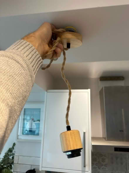 Photo of free Wooden and rope pendant lights x2 (Alderley Edge SK9) #2