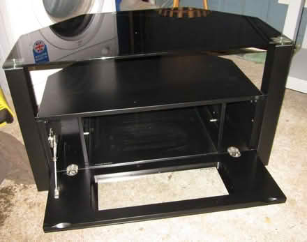 Photo of free black glass tv stand/table (Buttershaw HX3) #2