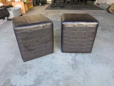 Photo of free two leather(?) cube footstools (Terra Vista Way and Pierce Ave) #1