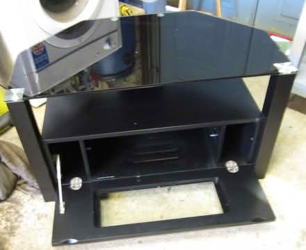 Photo of free black glass tv stand/table (Buttershaw HX3) #3