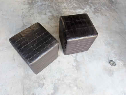 Photo of free two leather(?) cube footstools (Terra Vista Way and Pierce Ave) #2