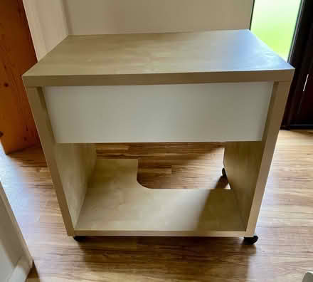 Photo of free Free standing desk with pull out keyboard shelf (Knotty Green HP9) #3