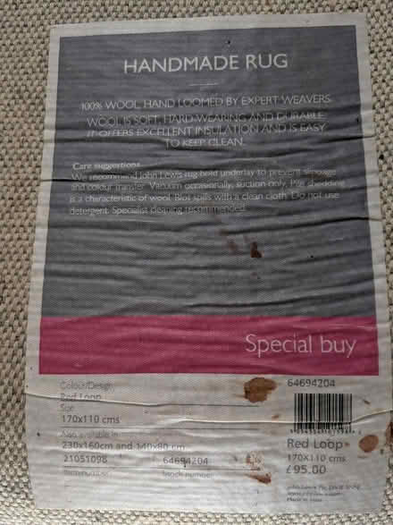 Photo of free Small handwoven wool rug (Handside, WGC, AL8) #1