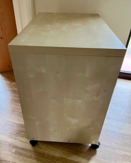 Photo of free Free standing desk with pull out keyboard shelf (Knotty Green HP9) #4