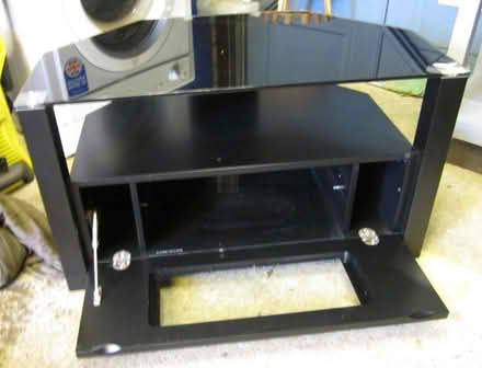 Photo of free black glass tv stand/table (Buttershaw HX3) #1