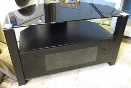 Photo of free black glass tv stand/table (Buttershaw HX3) #4