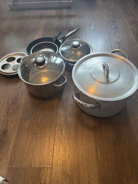Photo of free Large pots and pans (Harold Hill RM3) #2
