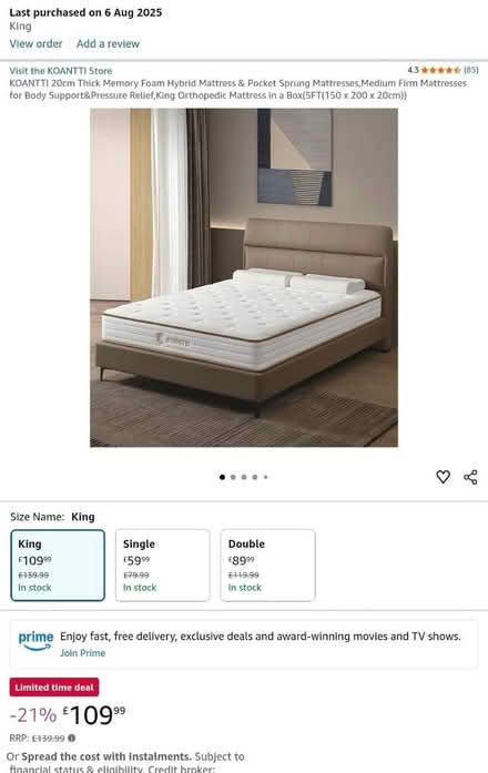 Photo of free King hybrid mattress 2 months old (KT5) #1