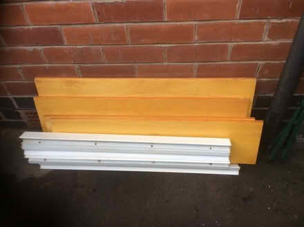 Photo of free Wooden shelves and metal brackets (Levenshulme M19) #1