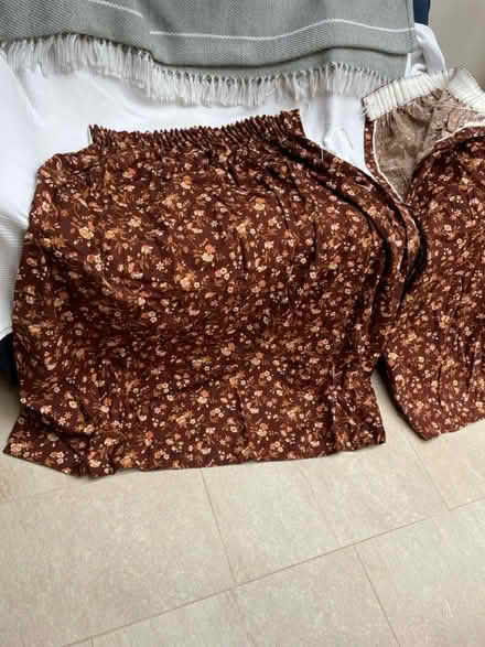 Photo of free Curtains - brown flower print (Steyning BN44) #1