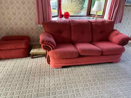 Photo of free Sofa burgundy & footstool (Disley SK12) #2