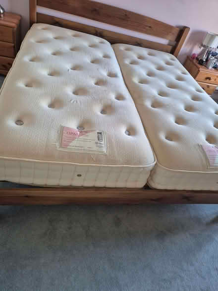 Photo of free Wooden Super King Bed & Sturdy Matress (Little Canfield CM6) #1