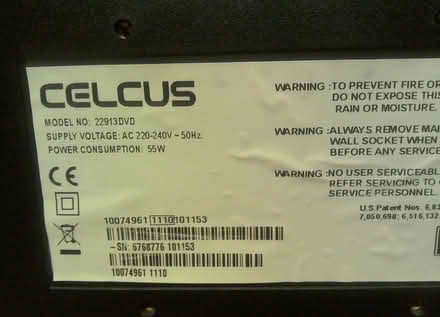 Photo of free CELCUS 22913DVD 22 inch TV, built in DVD player, no remote (Harborne B32) #3