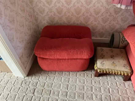 Photo of free Sofa burgundy & footstool (Disley SK12) #3