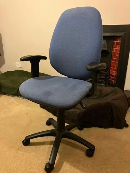 Photo of free Blue desk office chair with (removable) arms (Great Linford MK14) #1