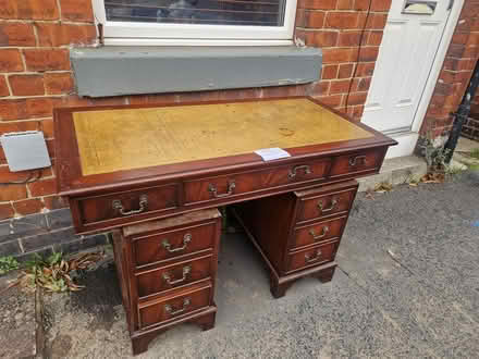 Photo of free Leather-topped wood desk -3 pieces (S118QE) #1