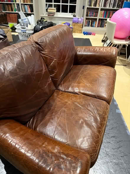 Photo of free 2 Seater Leather sofa - brown (Hersham KT12) #3
