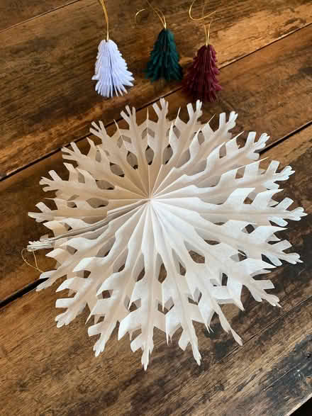 Photo of free Tissue paper snowflake and tree decorations (Colwall Stone WR13) #1