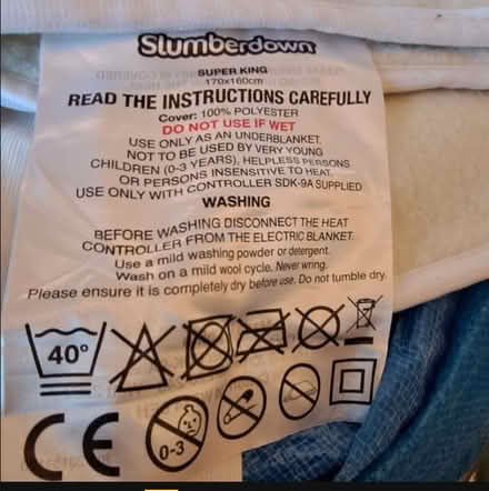 Photo of free Super King Electric Blanket (Wolverton, MK12) #2