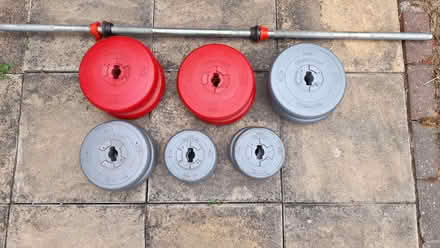 Photo of free Set of DP weights with barbell (Stifford Clays RM16) #1