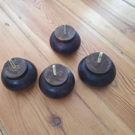 Photo of free 4 x bun feet, wood, for furniture (Bow E3) #1