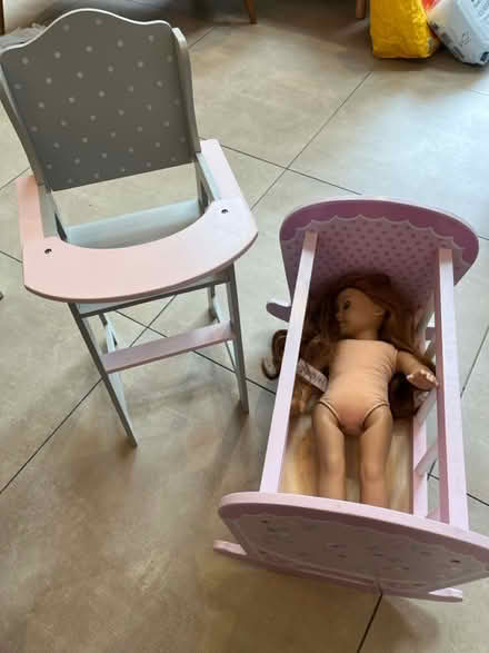 Photo of free Doll cot and high chair (Carshalton Beeches) #3