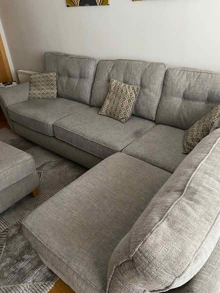 Photo of free Medium grey corner sofa with pouffe (Templeogue) #3